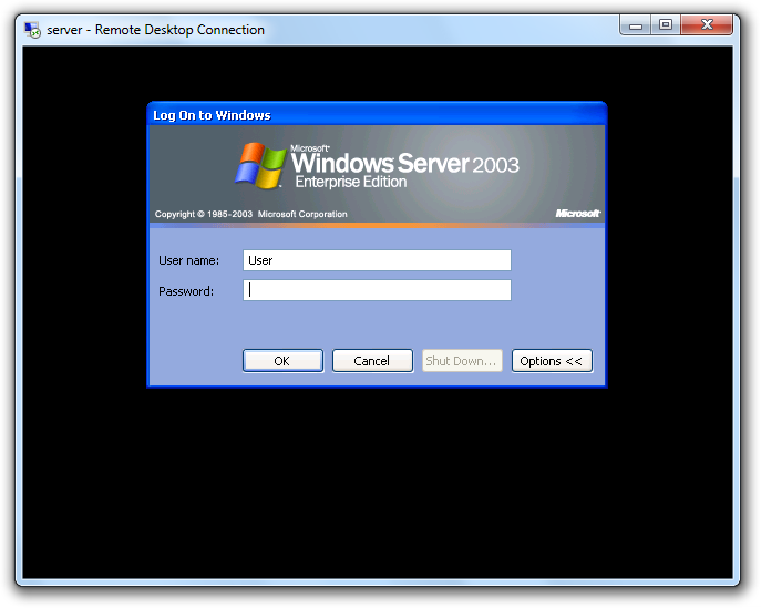 Windows 2003 Terminal Server Session