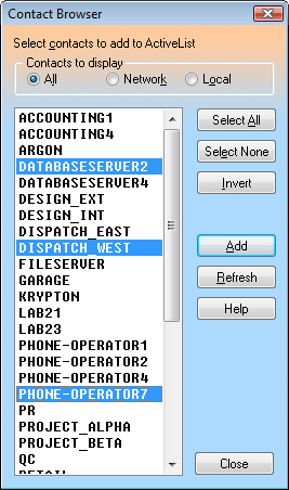 Contact Browser dialog